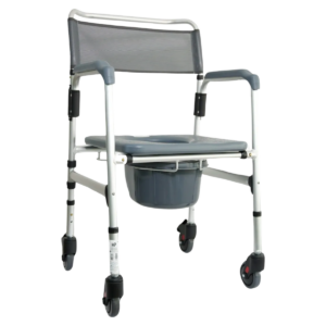 Cómodo Sanitario Plegable Con Ruedas Aluminio Anodizado